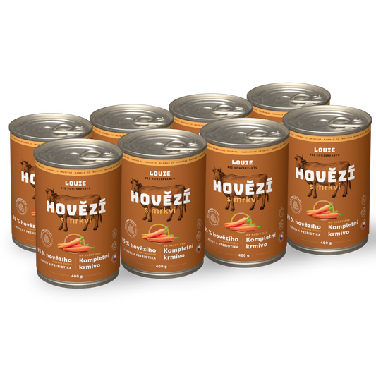 Výhodné balenie 8 ks - Hovädzie s mrkvou a prebiotikami 400g
