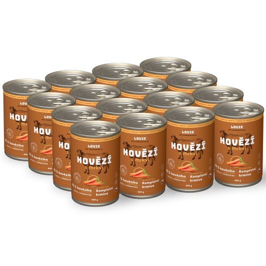 Výhodné balenie 16 ks - Hovädzie s mrkvou a prebiotikami 400g