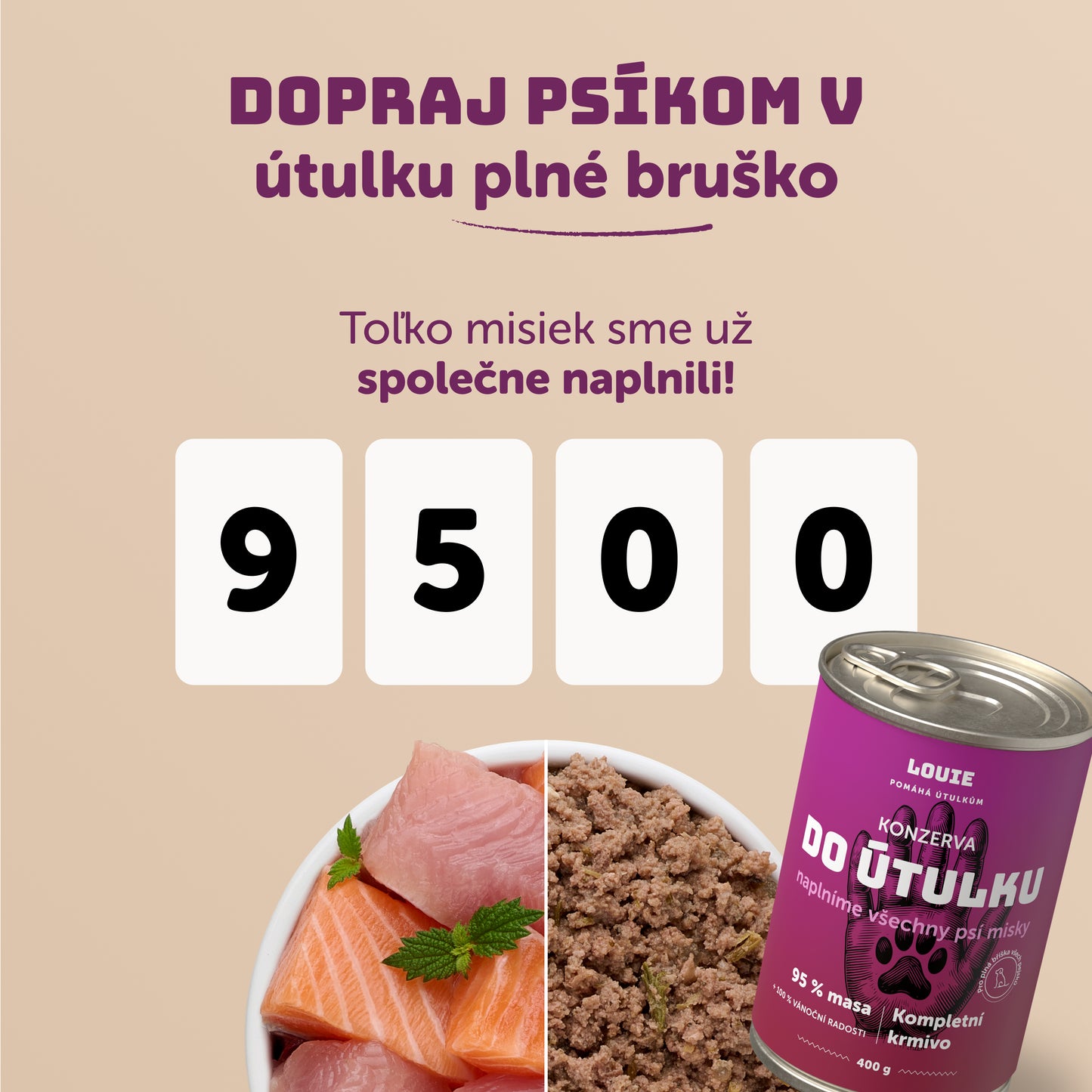 Psia konzerva do útulku 400g - LOUIE pomáhá útulkom