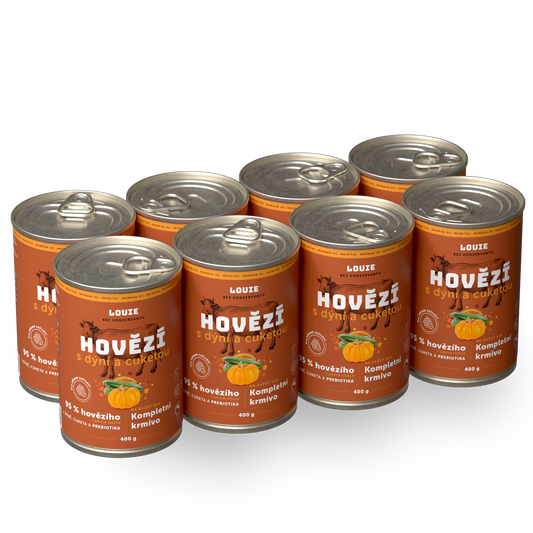 Výhodné balenie 8ks - Hovädzie s dyňou, cuketou a prebiotikami 400g