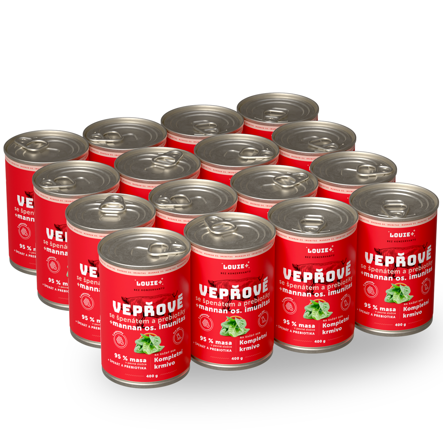 Výhodné balenie 16 ks - Bravčové so špenátom a prebiotikami 400g