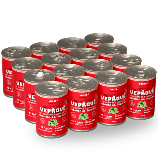 Výhodné balenie 16 ks - Bravčové so špenátom a prebiotikami 400g