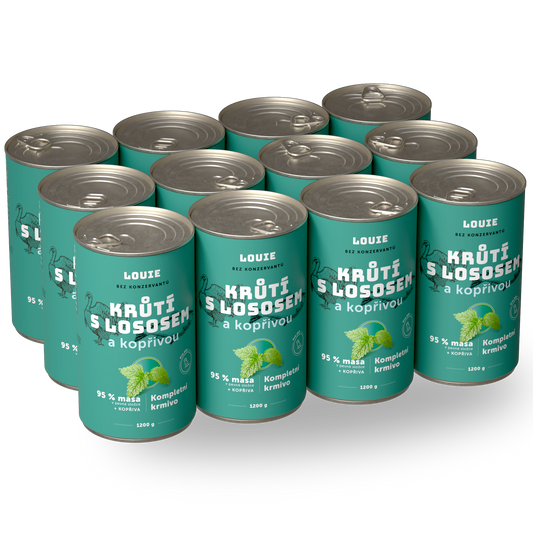 Výhodné balenie 12 ks - Morčacie s lososom a žihľavou 1200g