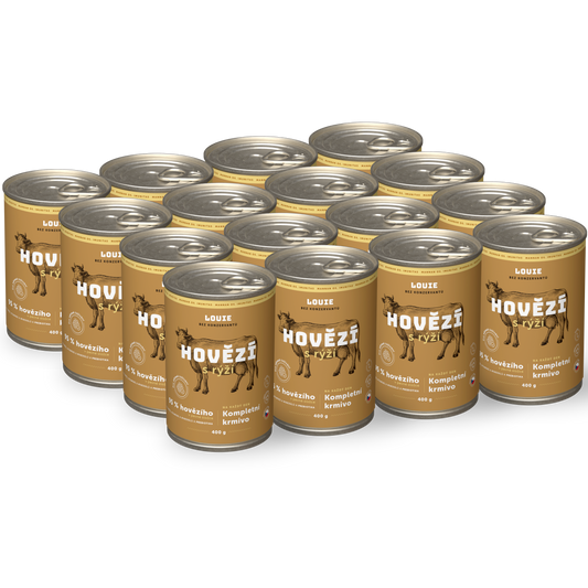 Výhodné balenie 16 ks - Hovädzie s ryžou a prebiotikami 400g