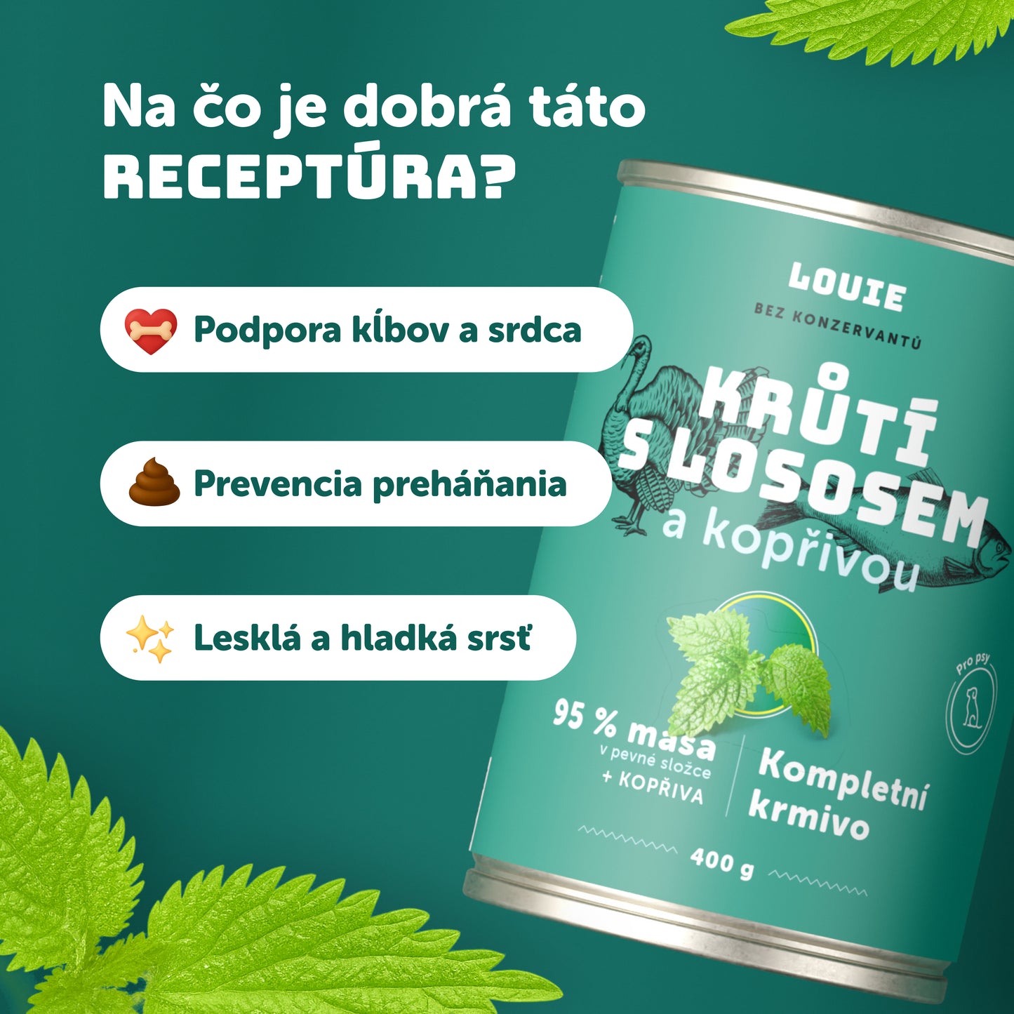 Výhodné balenie 6 ks - Morčacie s lososom a žihľavou 800g