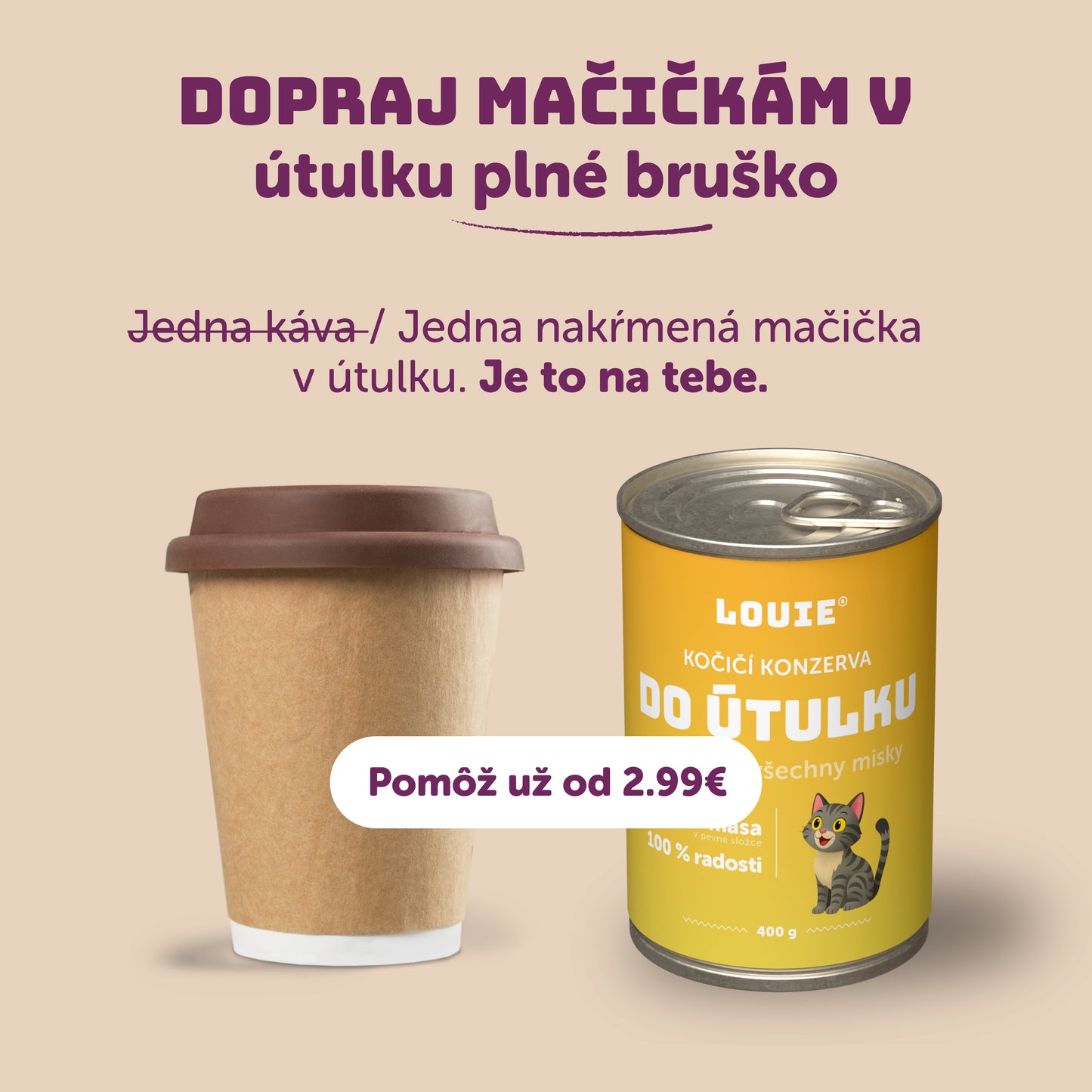 Mačací balíček do útulku 8ks, 400g - LOUIE pomáha útulkom