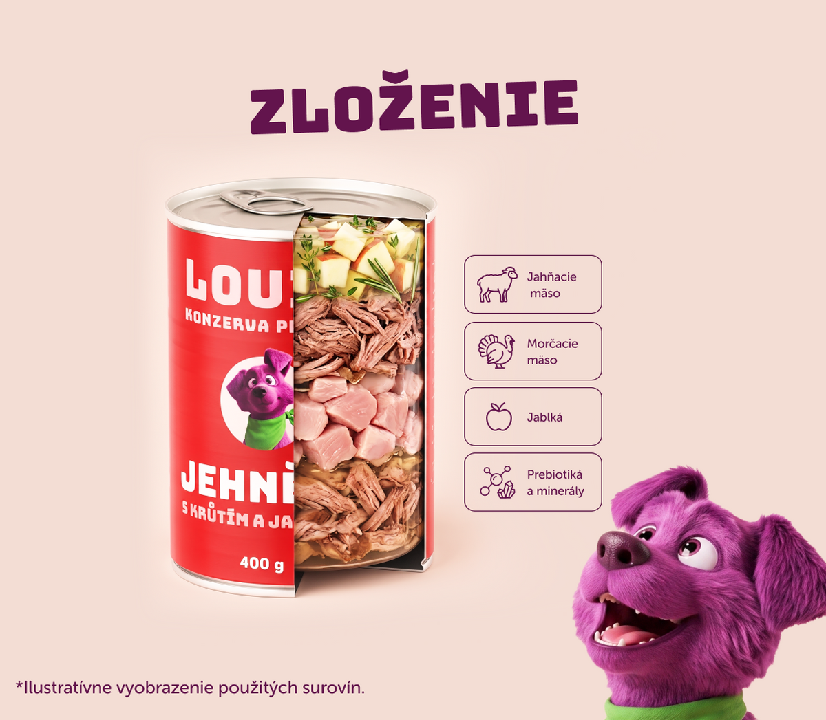 Jahňacie s morčacím, jablkom | 8ks | 400g