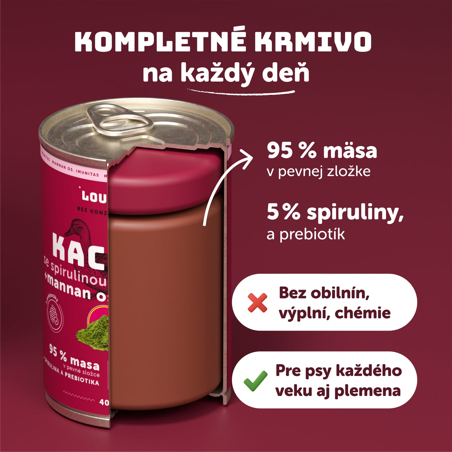 Kačacie so spirulinou a prebiotikami 400 g