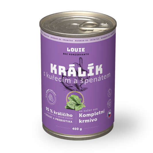 Králik s kuracím, so špenátom a prebiotikami 400g