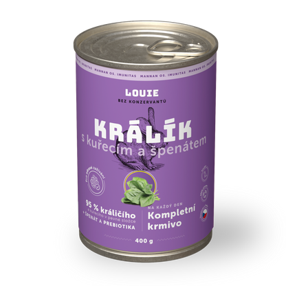 Králik s kuracím, so špenátom a prebiotikami 400g