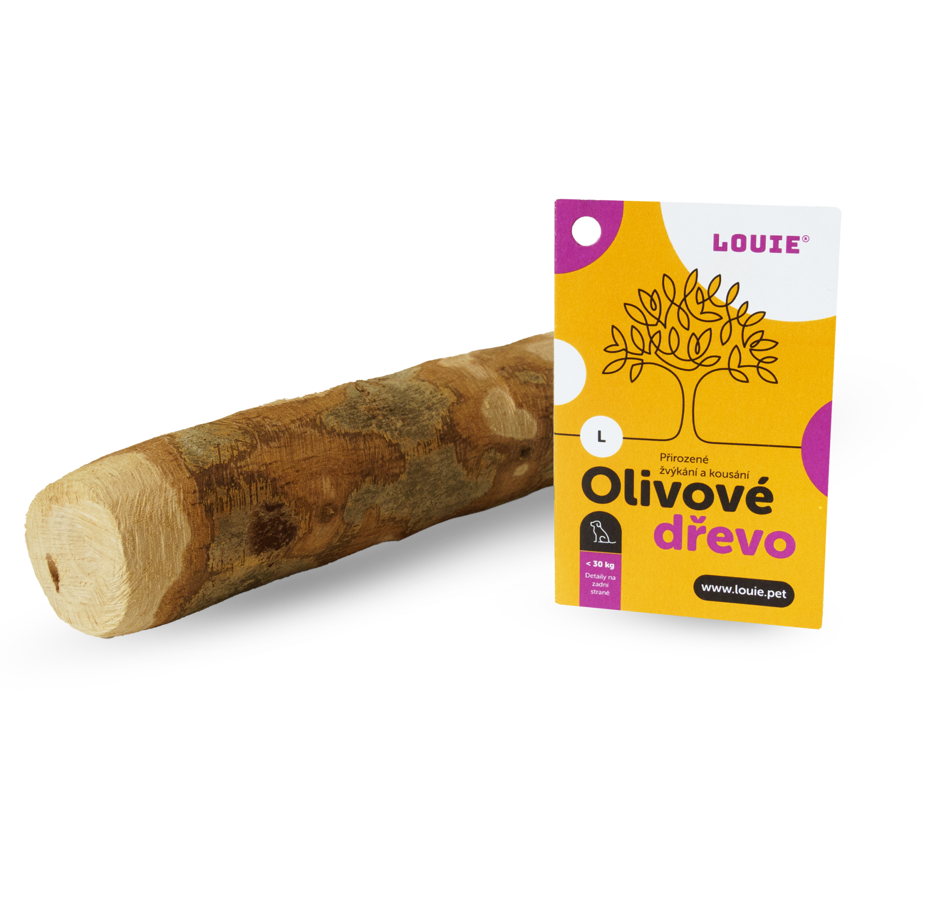LOUIE Prírodné hryzacie olivové drevo - L