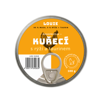 Kuracie s ryžou a taurínom 100g - LOUIE kompletné krmivo pre mačky