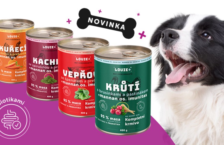 Nová rada konzerv LOUIE+ s Mannan os. imunitas. Pre zdravé bruško a pohodu vášho psíka