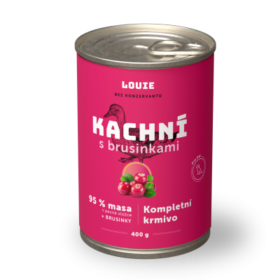 Kačacie s brusnicami 400g - LOUIE kompletné krmivo pre psov